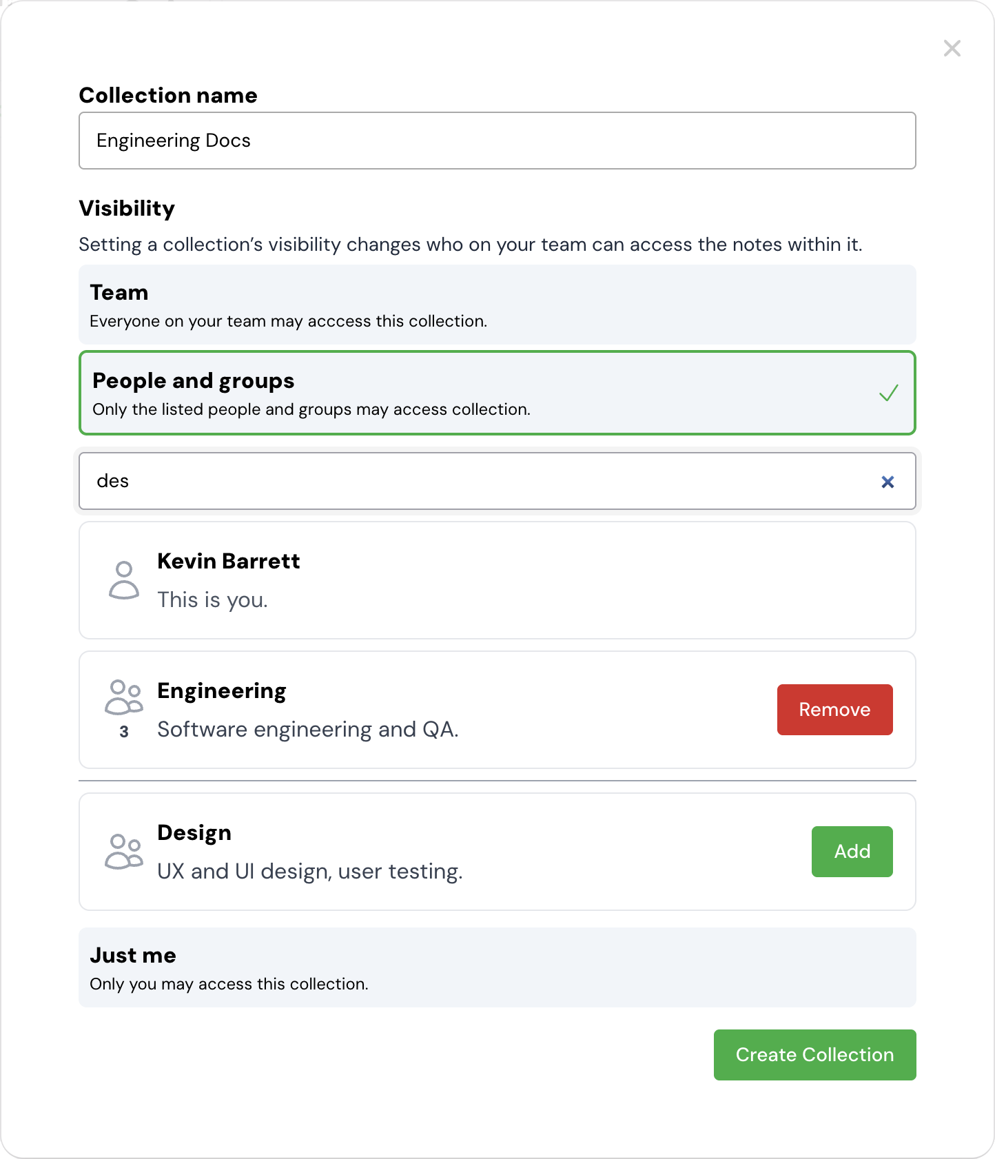 Creating an engineering-only docs collection on the web