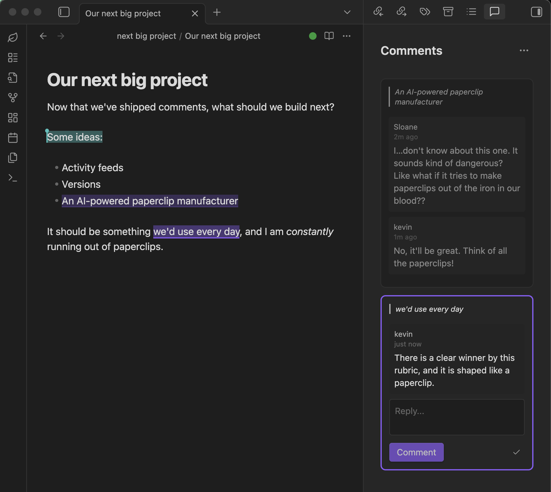 A totally normal comment conversation