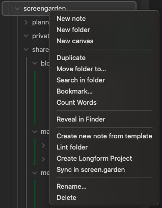 Setting up a new collection via right-click